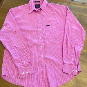 Women’s Faconnable button down shirt pink stripe sz M. EUC